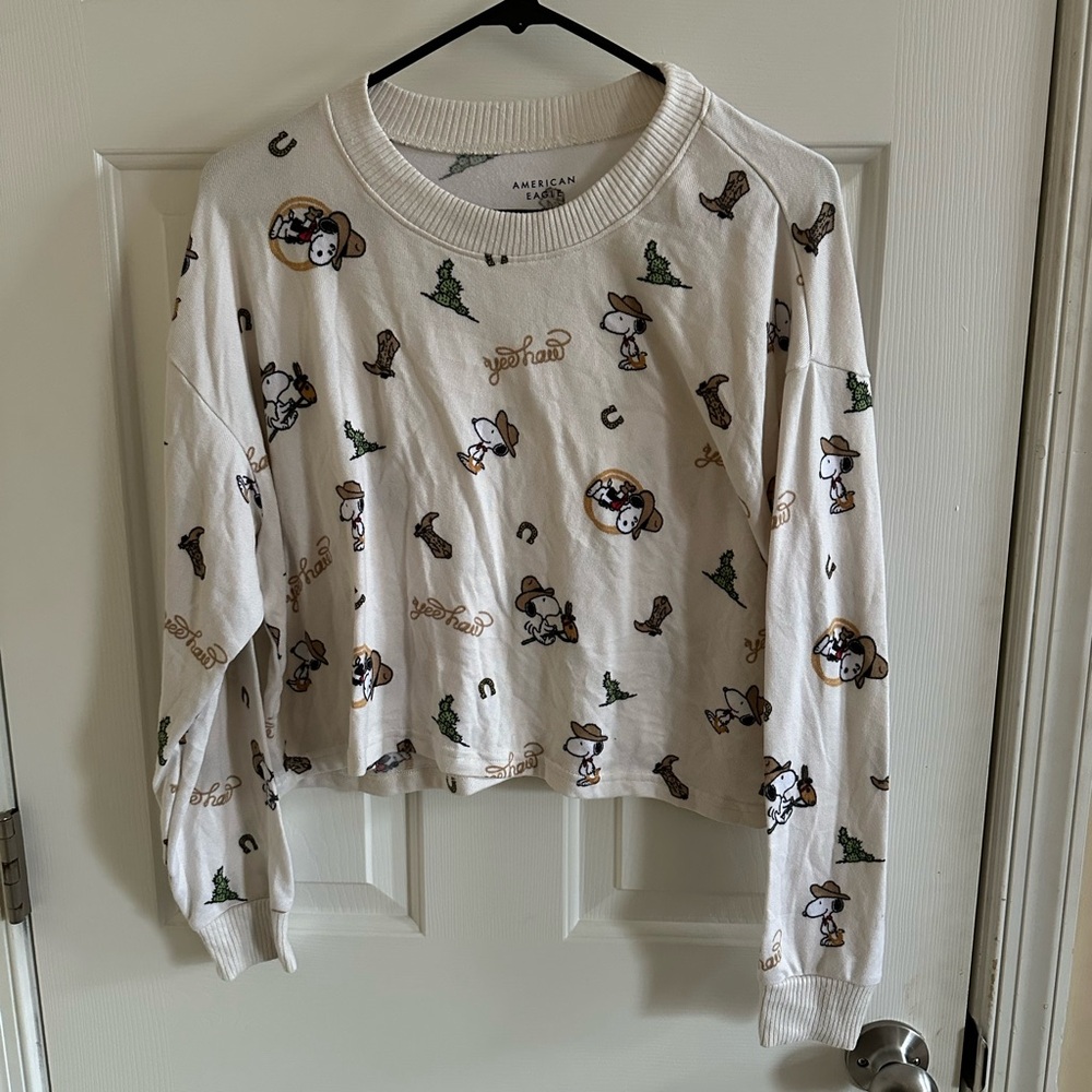 American Eagle Peanuts Snoopy Yee Haw Western Super Soft Lounge Top Womens M